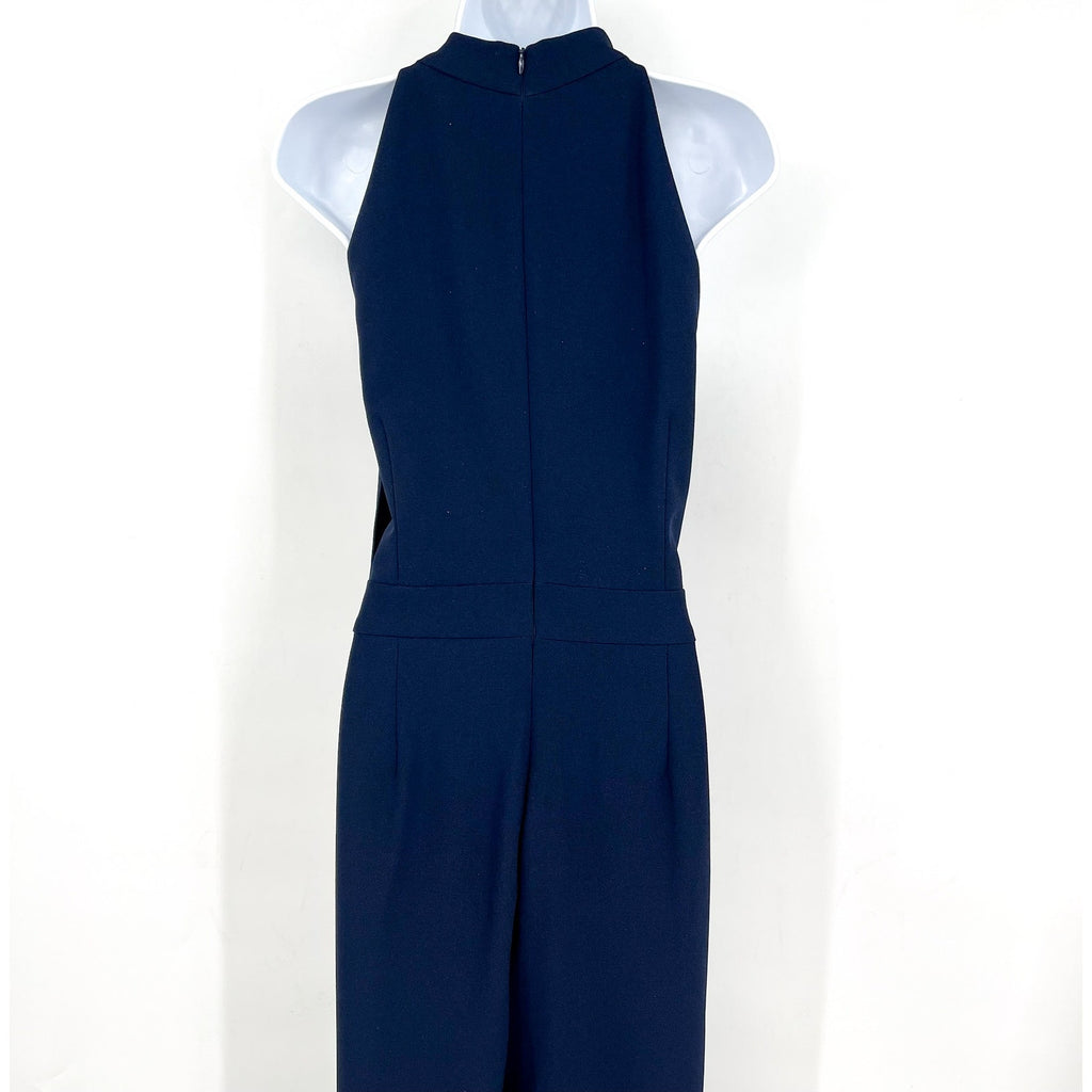 VINCE CAMUTO Signature Crepe Bow Jumpsuit Size 16 Navy Blue Halter Neck NWT