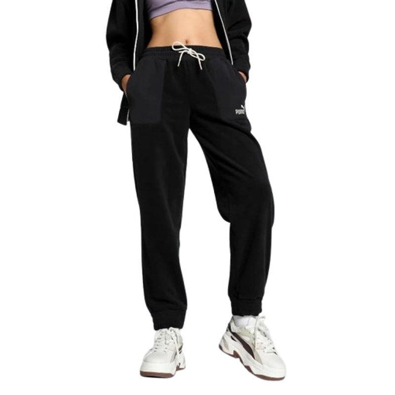 PUMA Women's ESS Elevated Winterized Pants Medium Black Drawstring Joggers NWT
