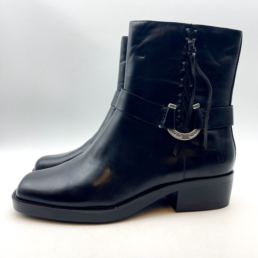Lucky Brand Womens Kamany Ankle Boots Size 11 Black Braided Leather Booties NWOB