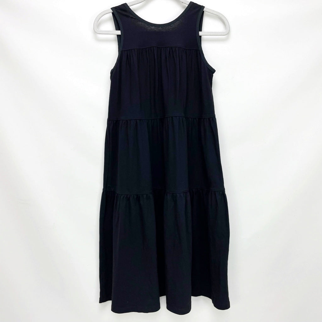Everlane Womens Midi Dress XS Black The Weekend Tiered Cotton Sleeveless NWOT