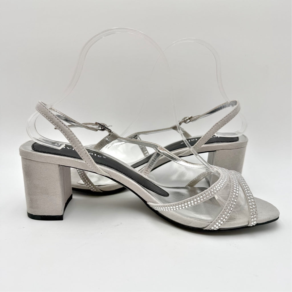 David Tate Womens Wed Heeled Sandals Size 8.5 Wide Silver NWOB