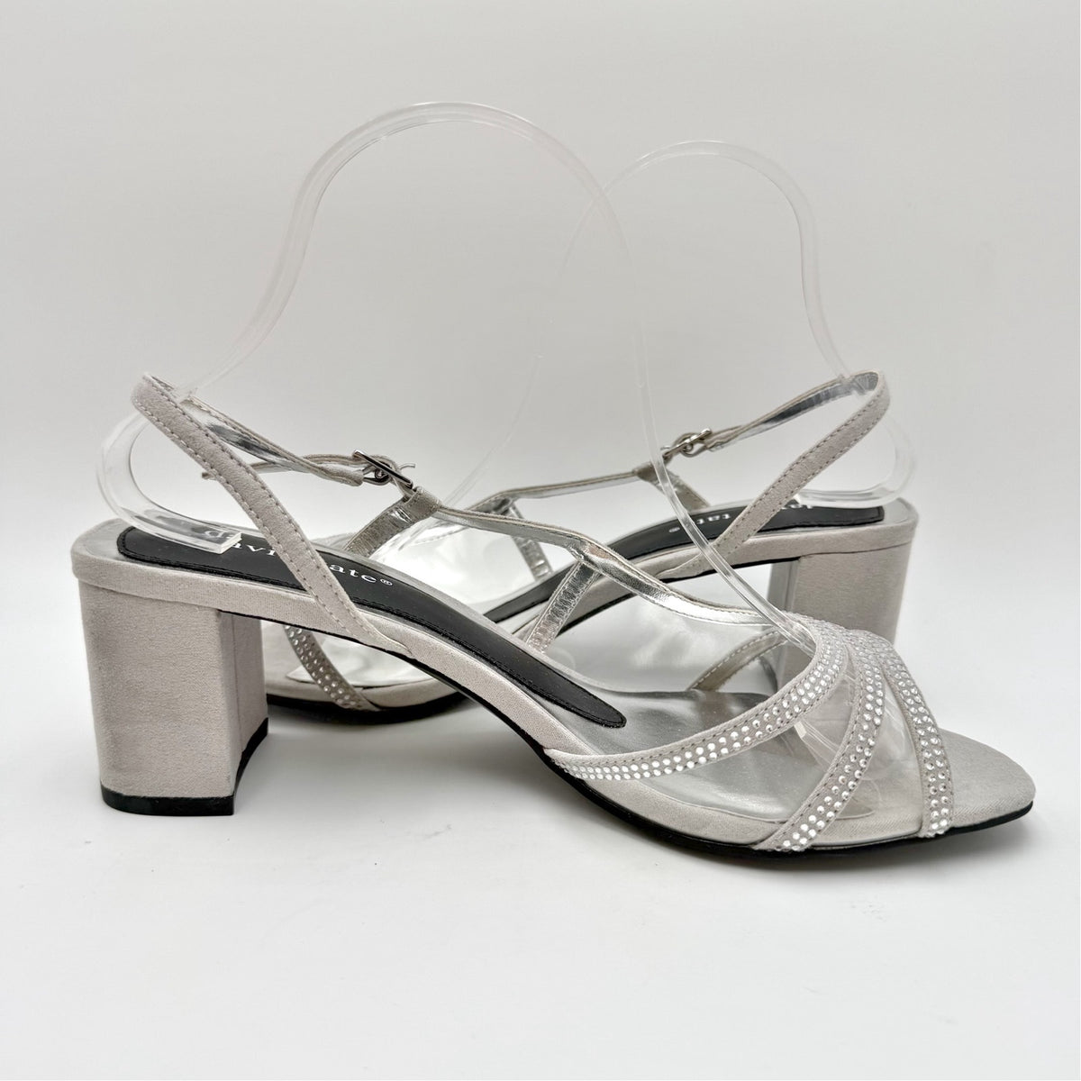 David Tate Womens Wed Heeled Sandals Size 8.5 Wide Silver NWOB