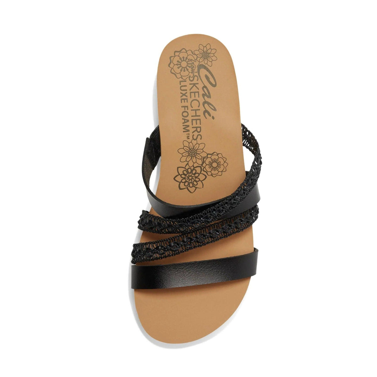 Skechers Womens Summers Wedge Sandals Size 8.5 EU 38.5 Black Slip On NIB