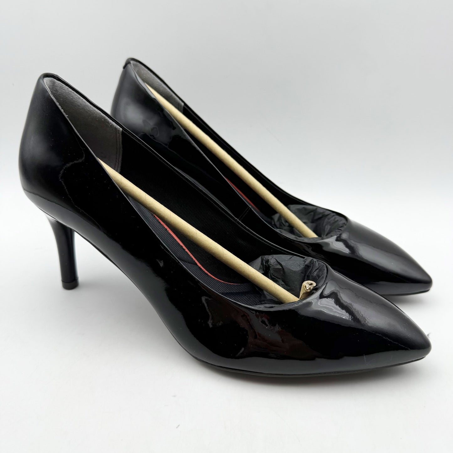 Rockport Womens Total Motion 75mm Pointy Toe Pumps US 8 Black Patent Leather NIB