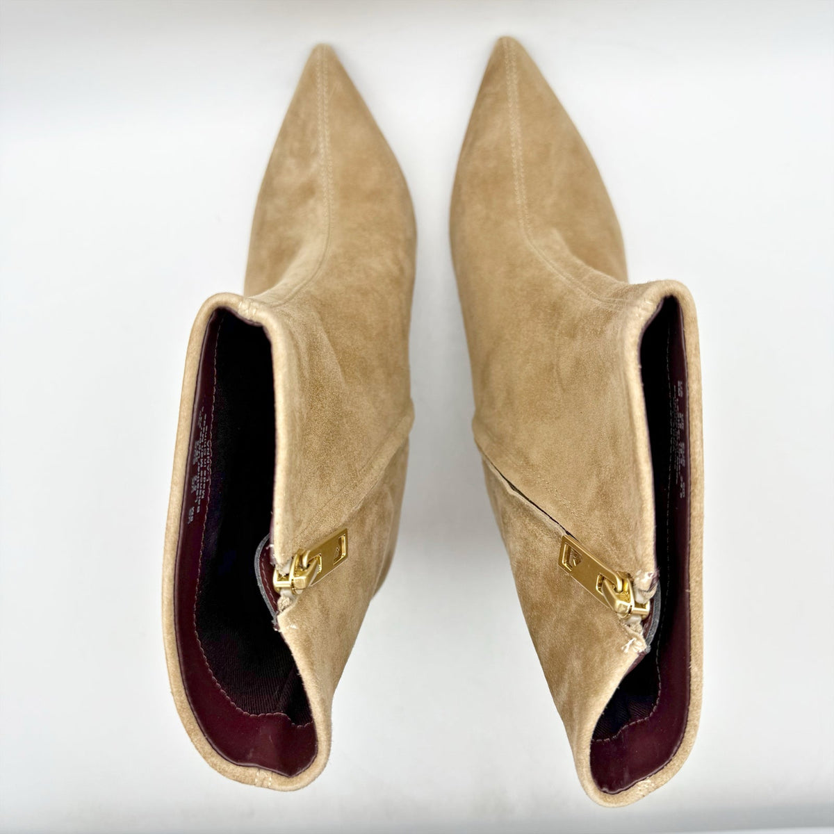Franco Sarto Womens Anna Heel Ankle Bootie Size 8 M EU 38.5 Taupe Tan Suede NIB