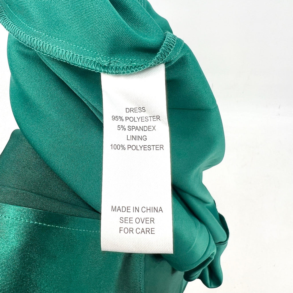 THE GENERAL GOOD Womens Off-Shoulder Satin Midi Dress Medium Forest Green NWOT