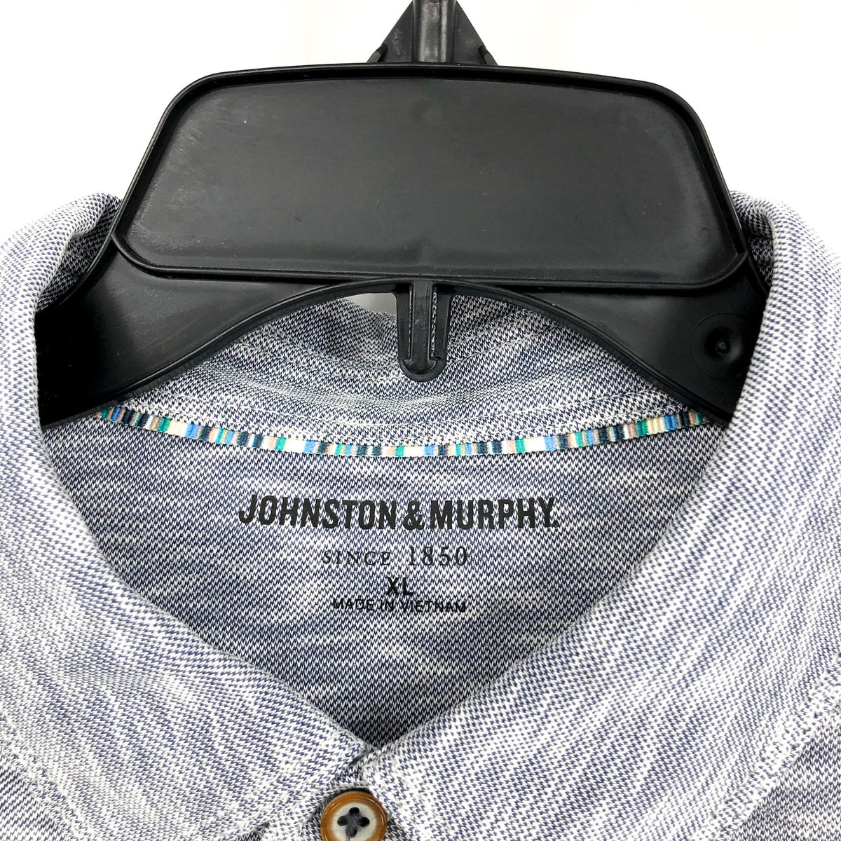 JOHNSTON & MURPHY Men's Polo Shirt XL Blue Indigo Vintage Slub Long-Sleeve NWT