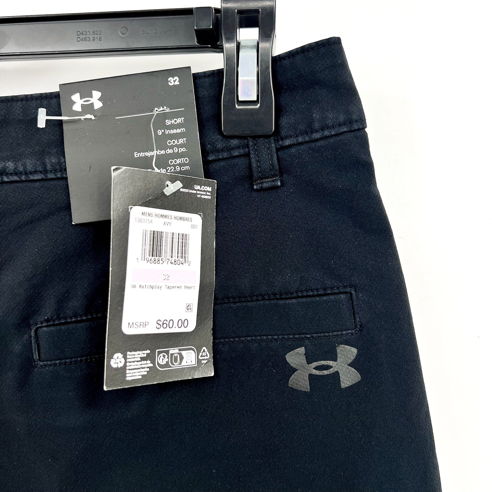 UNDER ARMOUR Men's Matchplay Shorts Size 32 Black 9" INSEAM Performance NWT