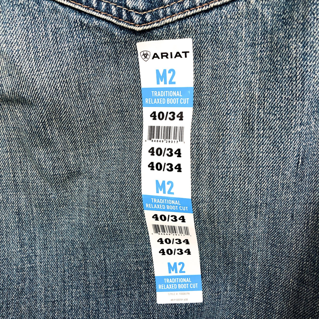 ARIAT Mens M2 Relaxed Legacy Boot Cut Jeans 40x34 Blue Wash Granite NWT