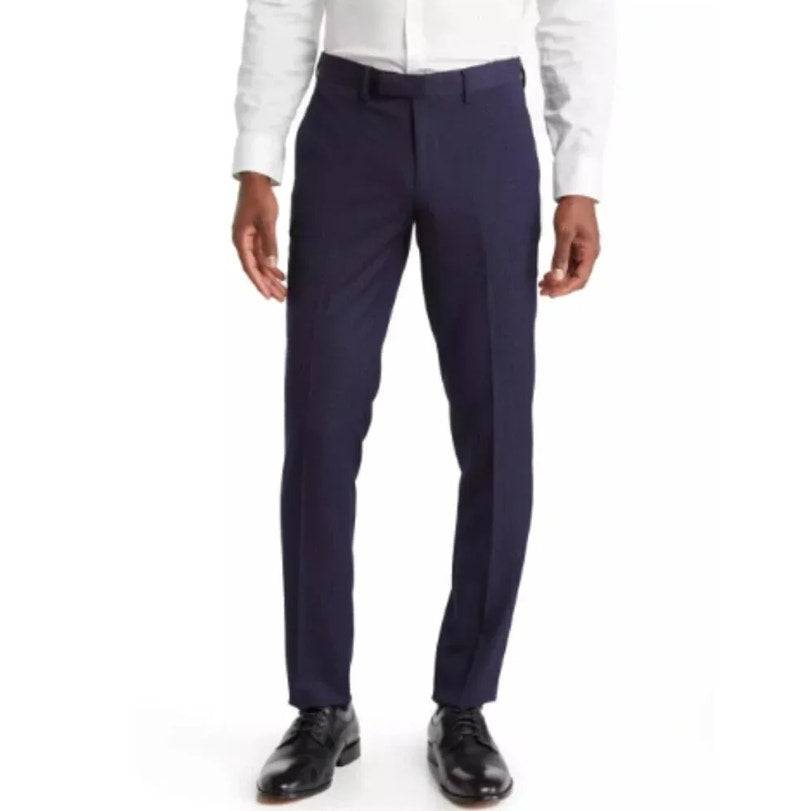 SOUL OF LONDON Men's Slim Fit Suit Dress Pants Size 40R Navy Blue Flat Front NWT