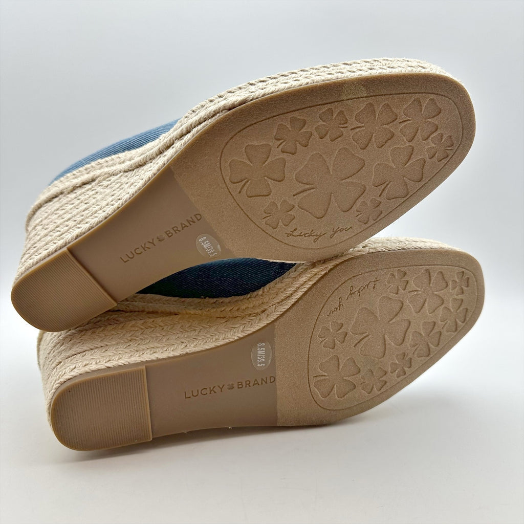 Lucky Brand Womens Imula Espadrille Wedge Heels Size 8.5 Blue Canvas NIB