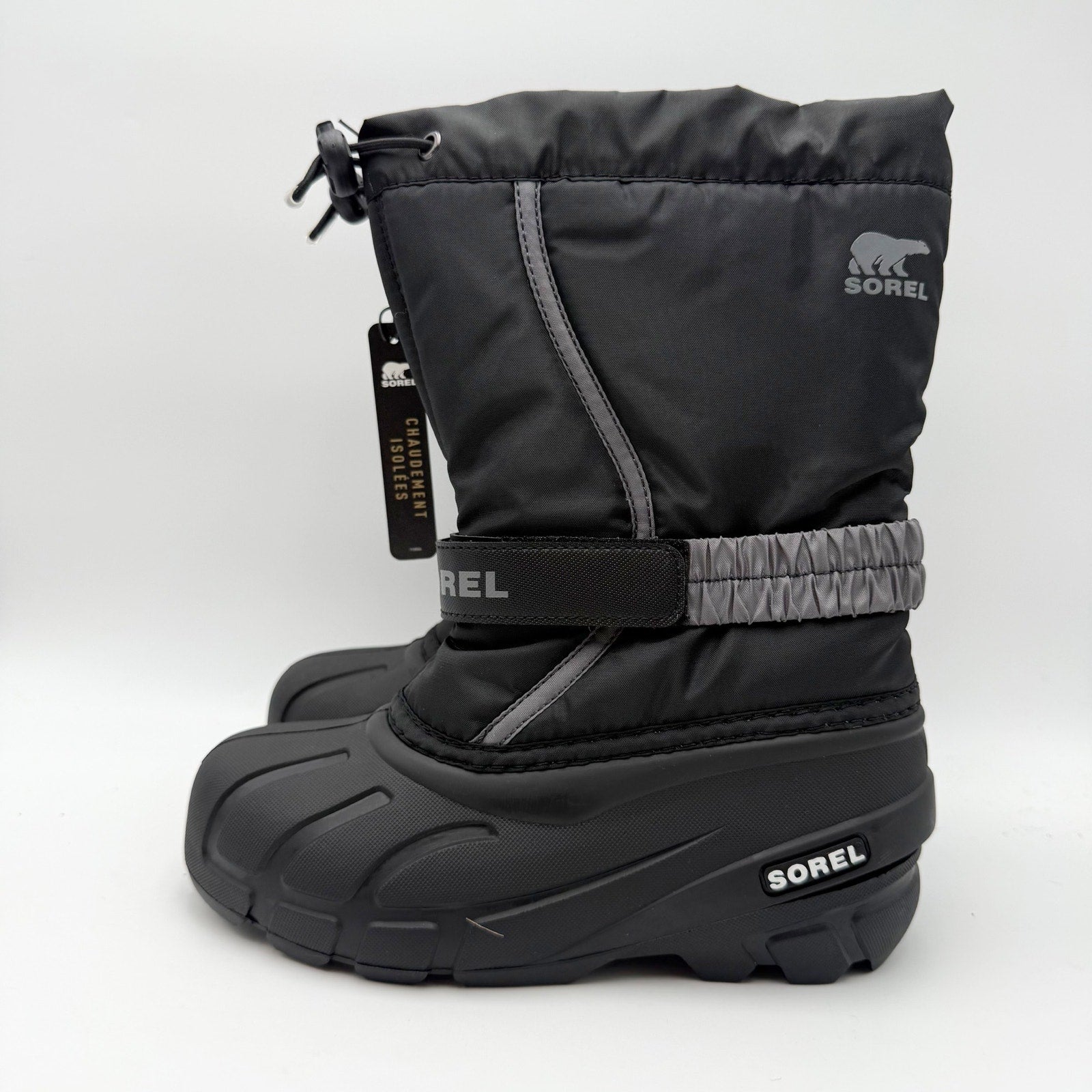 Sorel Youth Boys Flurry Snow Boot US 2 EU 33 Grey Insulated Water Resistant NIB