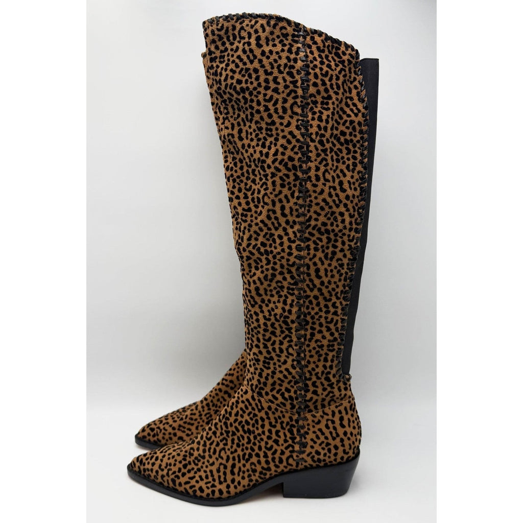 1.State Womens Sage Over the Knee Boots Size 7.5 EU 38 Brown Leopard NWOB