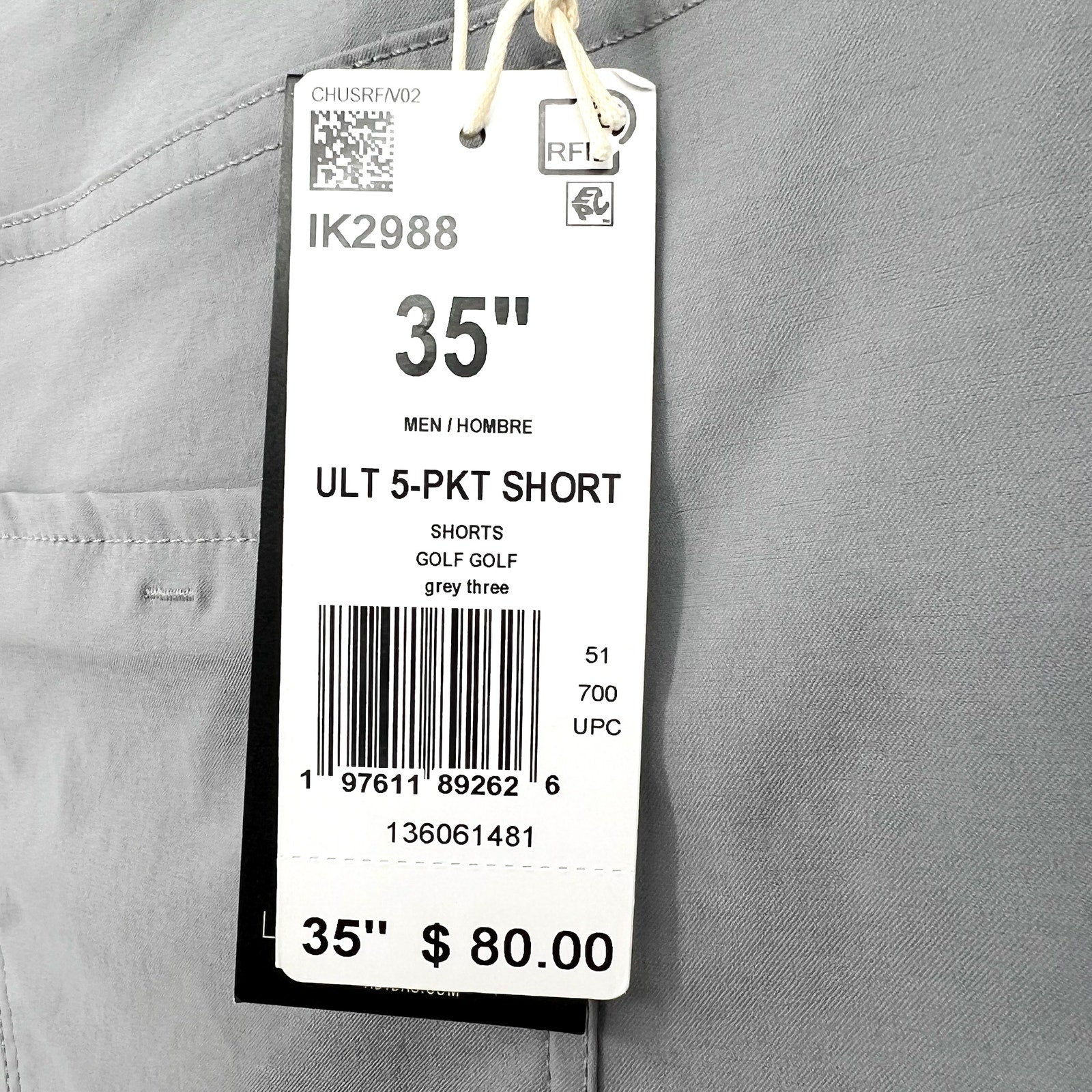 ADIDAS Men's Ultimate365 5-Pocket Golf Shorts Size 35 Grey Three Athletic NWT