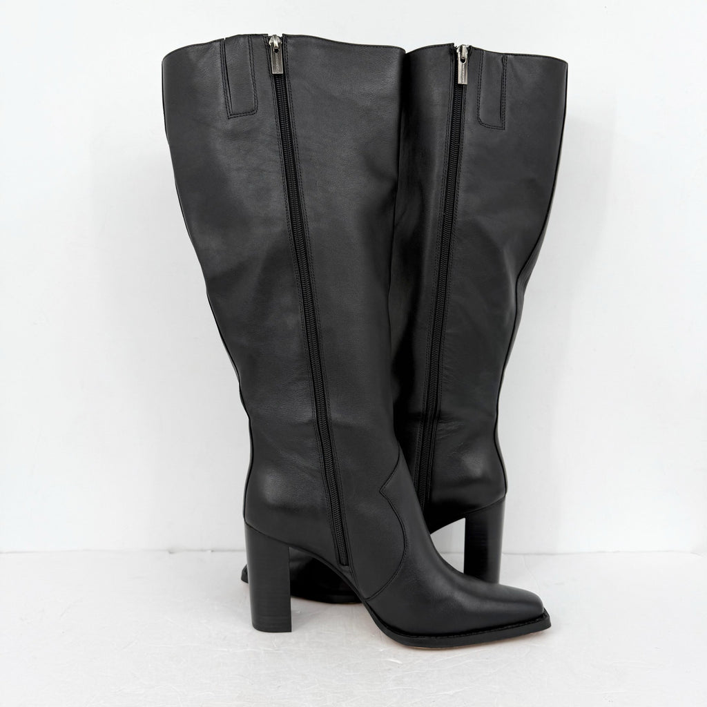 Vince Camuto Womens Lecheya Knee High Boot US 11 M Wide Calf Black Leather NWOB