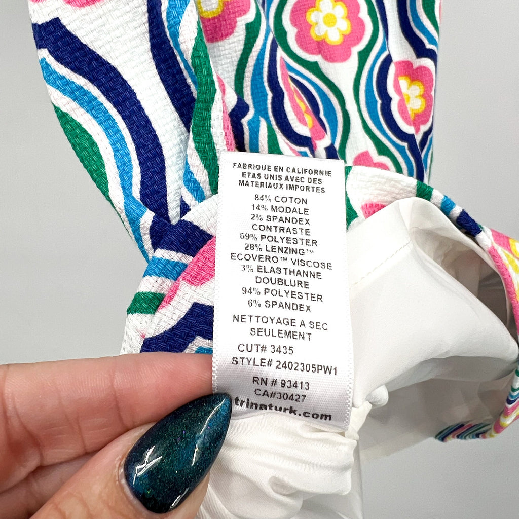 TRINA TURK Women's Halter Triton Dress Size 4 Gulfstream White Multi Floral NWT