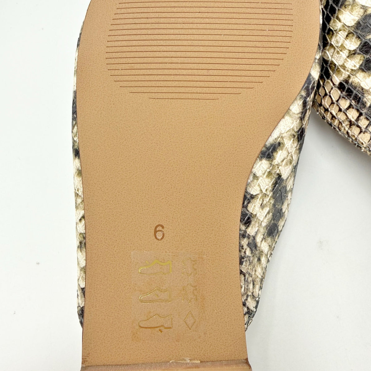 Madewell Womens Remi Mules Size 6 M Brown Leather Snake Print Slide Flats NIB