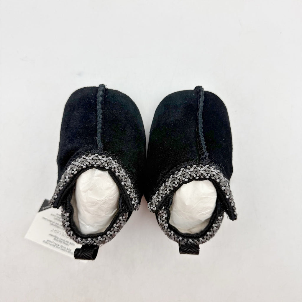 UGG Baby Tasman Slippers US 0/1 XS Black Suede NIB