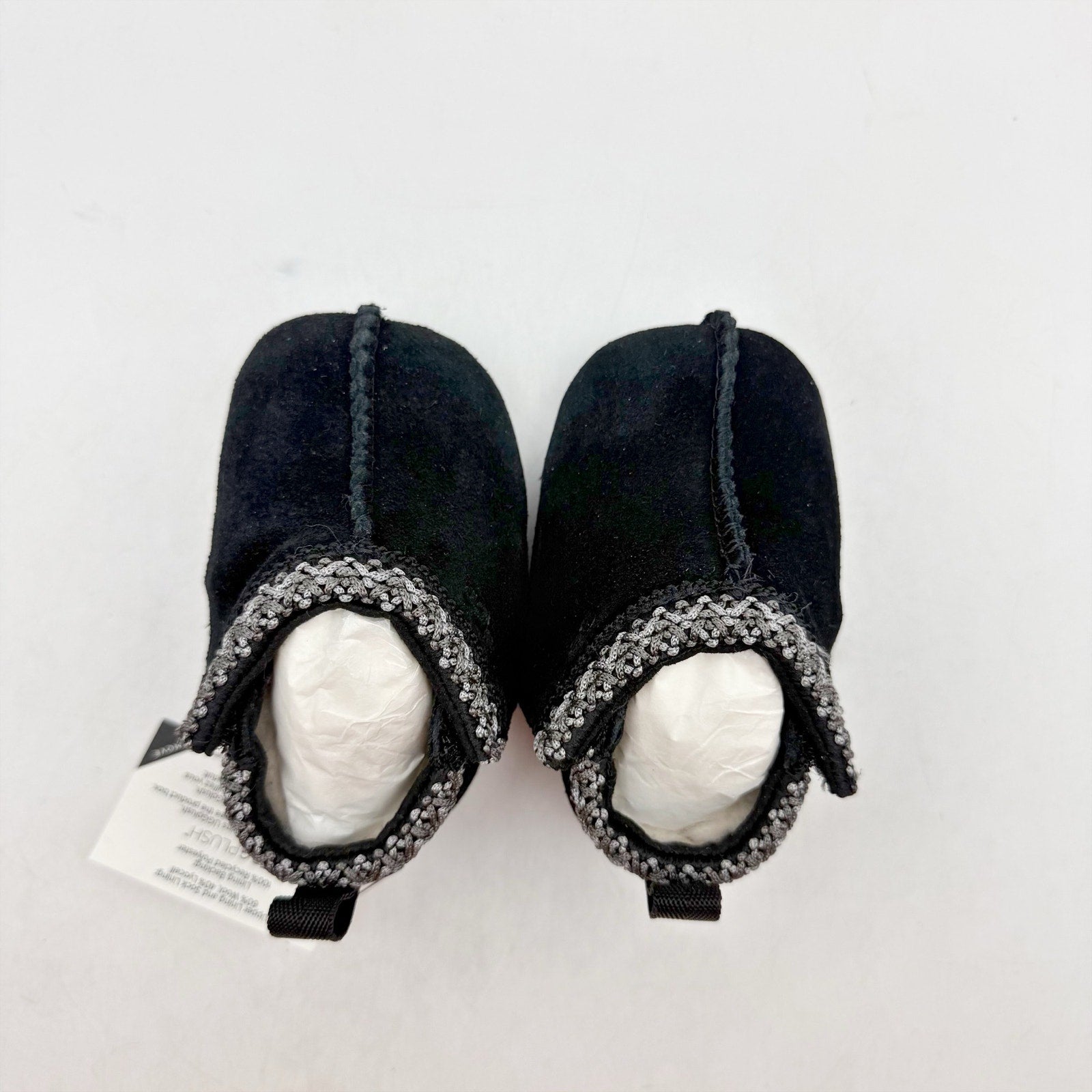 UGG Baby Tasman Slippers US 0/1 XS Black Suede NIB