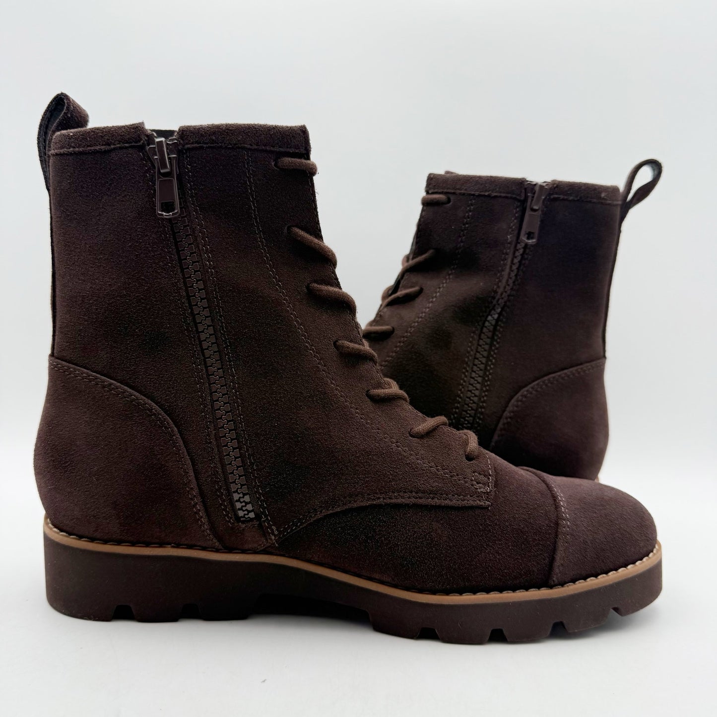 VIONIC Womens Lani ll Combat Boot US 8 Wide Brown Suede Water Repellent NWOB