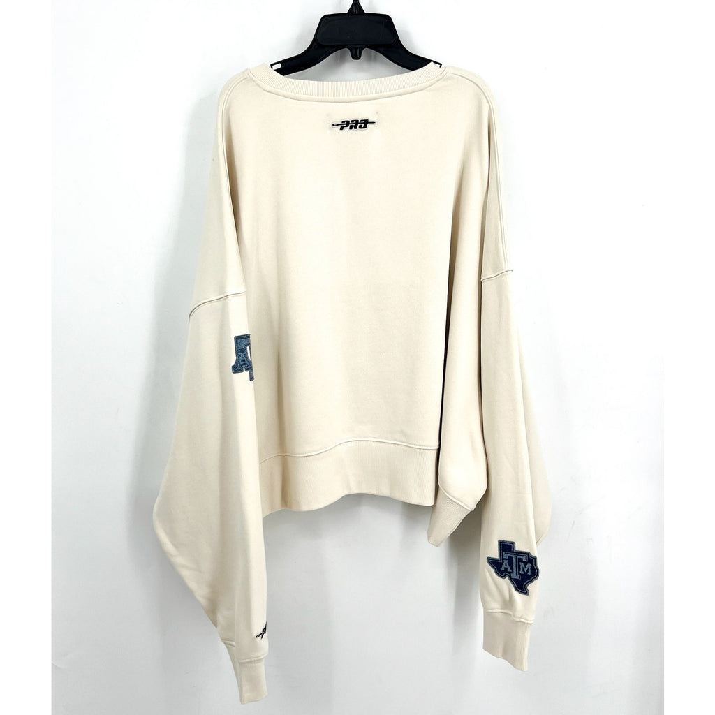PRO STANDARD Womens Texas A&M Oversized Pullover Sweatshirt 2XL Cream Blue NWT