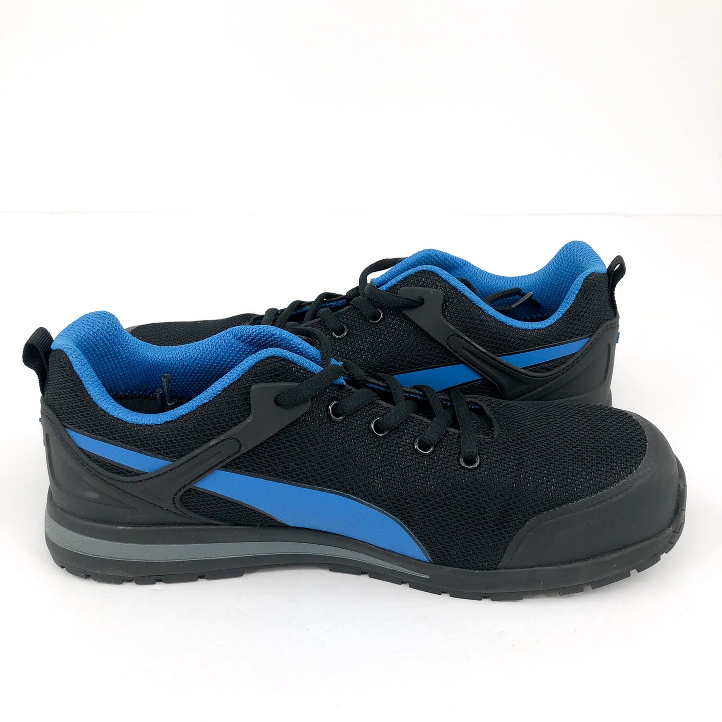 PUMA SAFETY Mens Levity Knit Low Work Shoes 10.5 Black Blue Comp Toe SR EH NIB