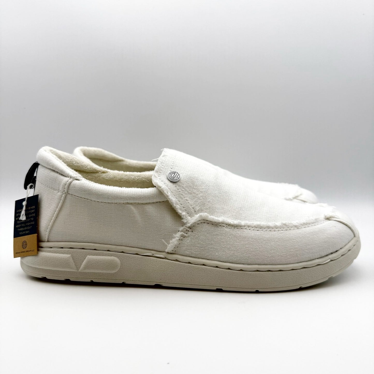 Vionic Beach Mens Seaview Laceless Slip-on Sneakers US 11 M White Canvas NIB