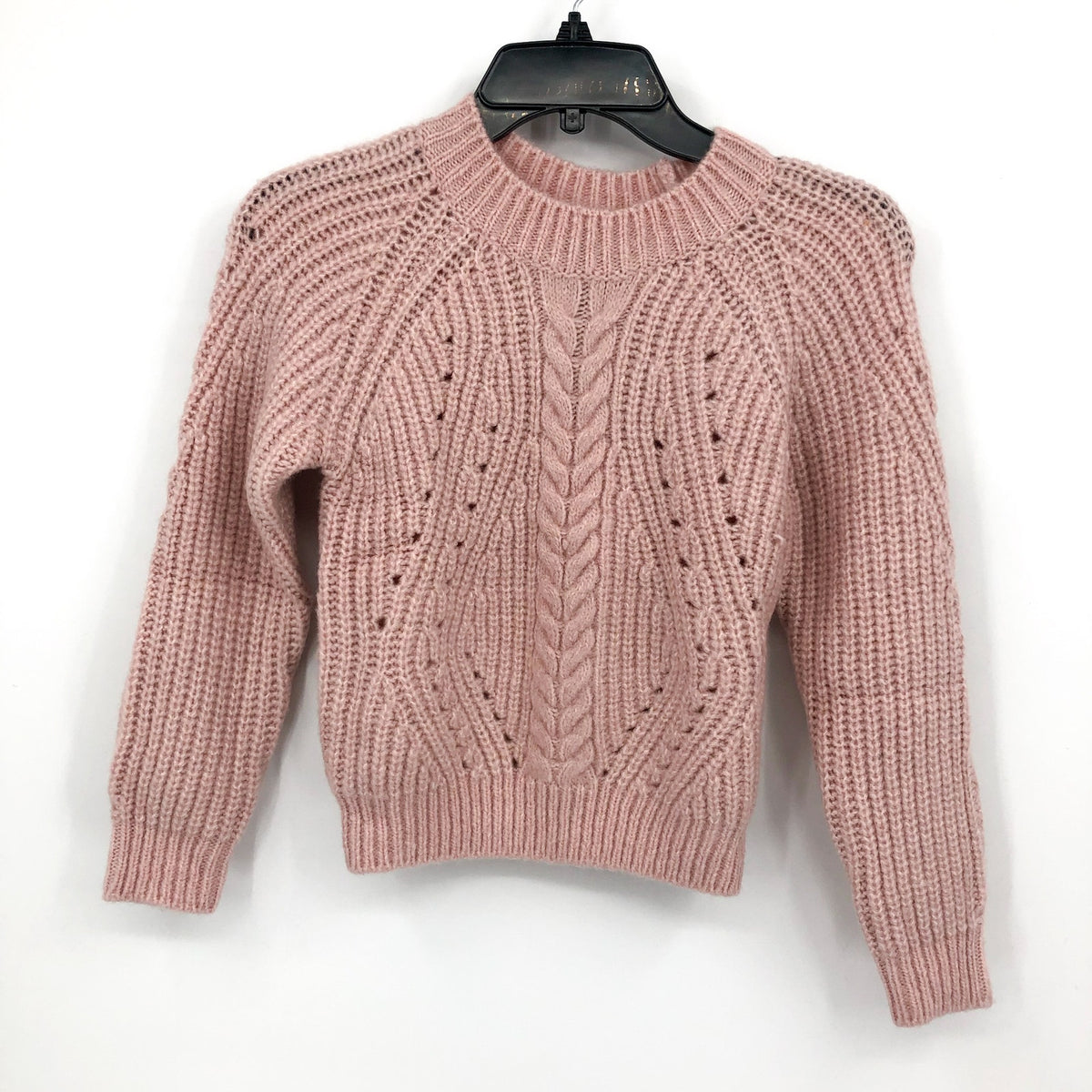BARDOT Girl's Cozy Cable Knit Crewneck Sweater Size 14 Pink Potpourri NWT