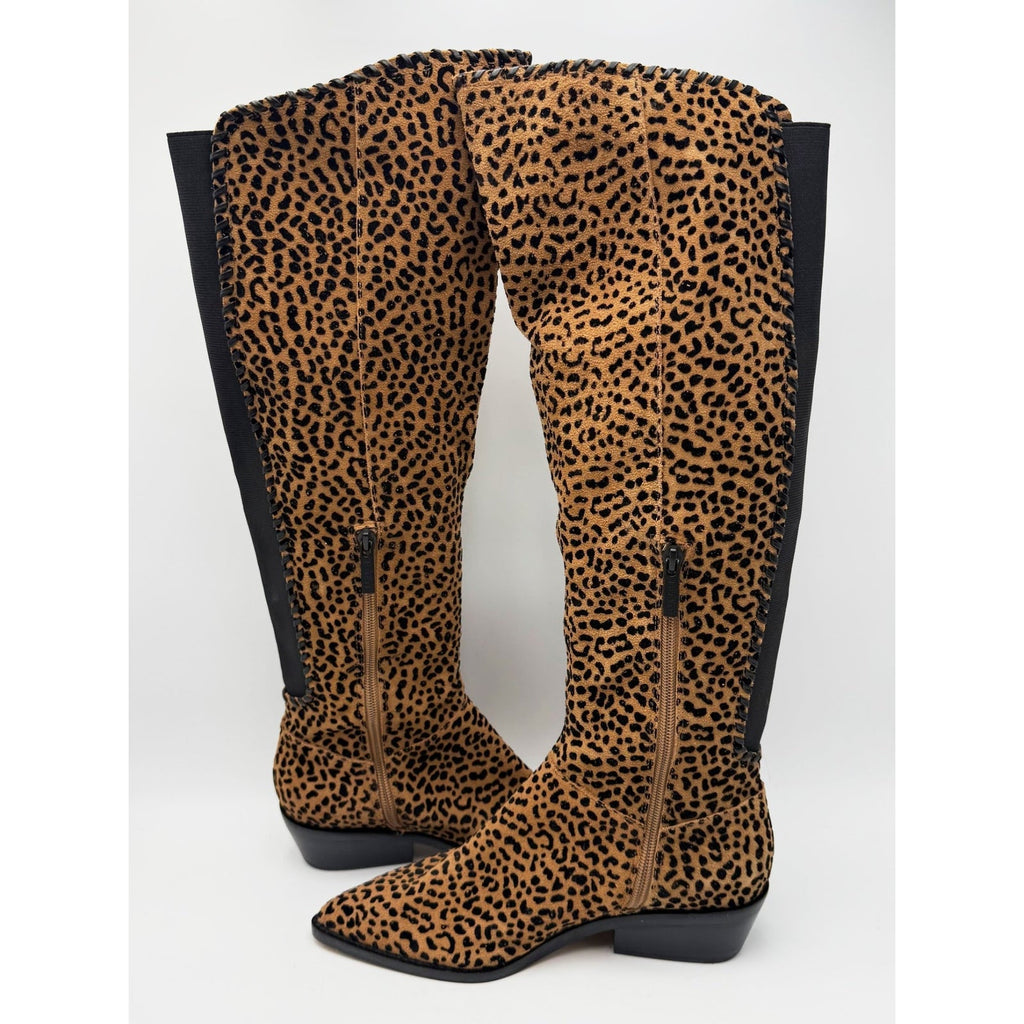 1.State Womens Sage Over the Knee Boots Size 6.5 EU 37 Brown Leopard NWOB
