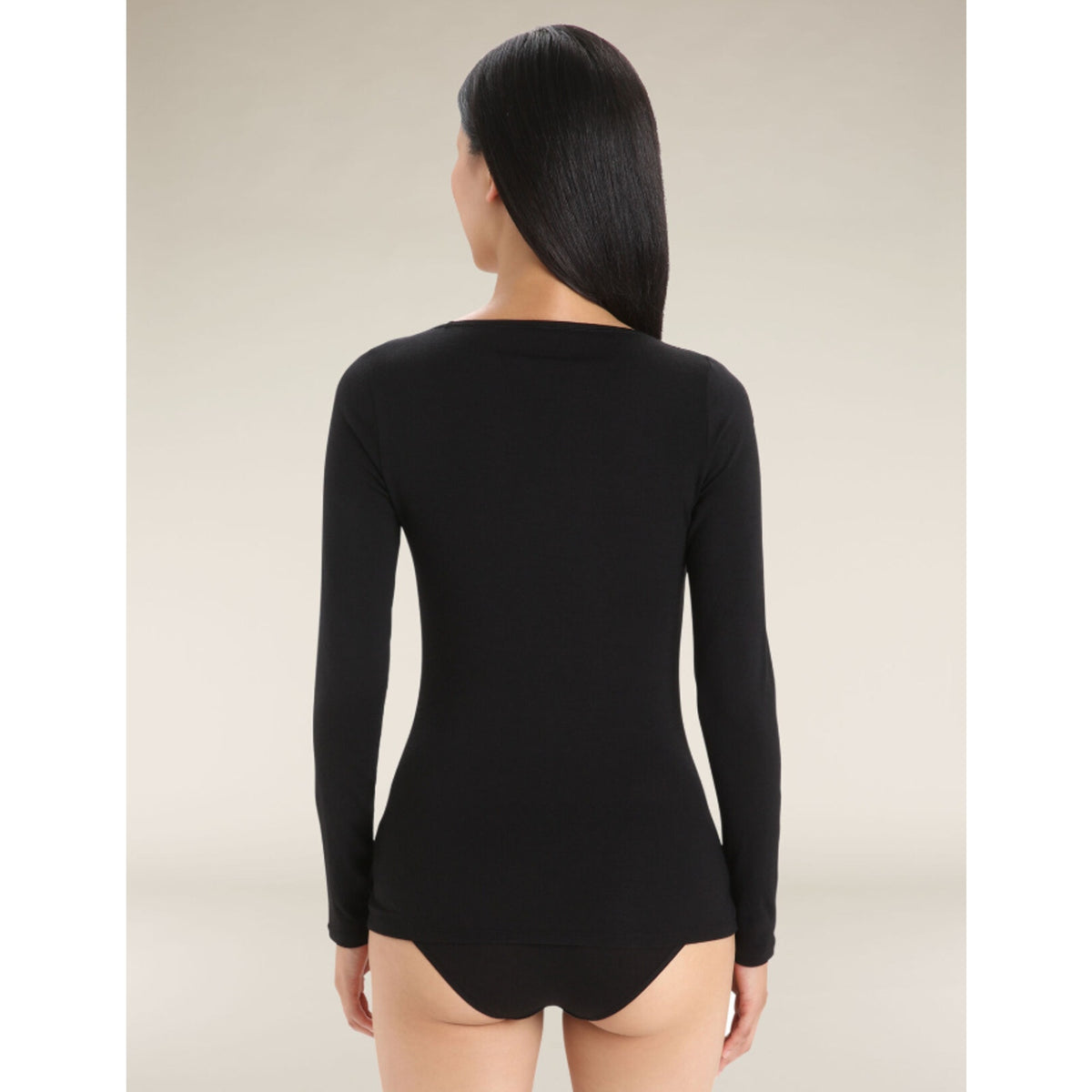 ICEBREAKER Women's Merino 150 Siren Long Sleeve Sweetheart Top Large Black NWT