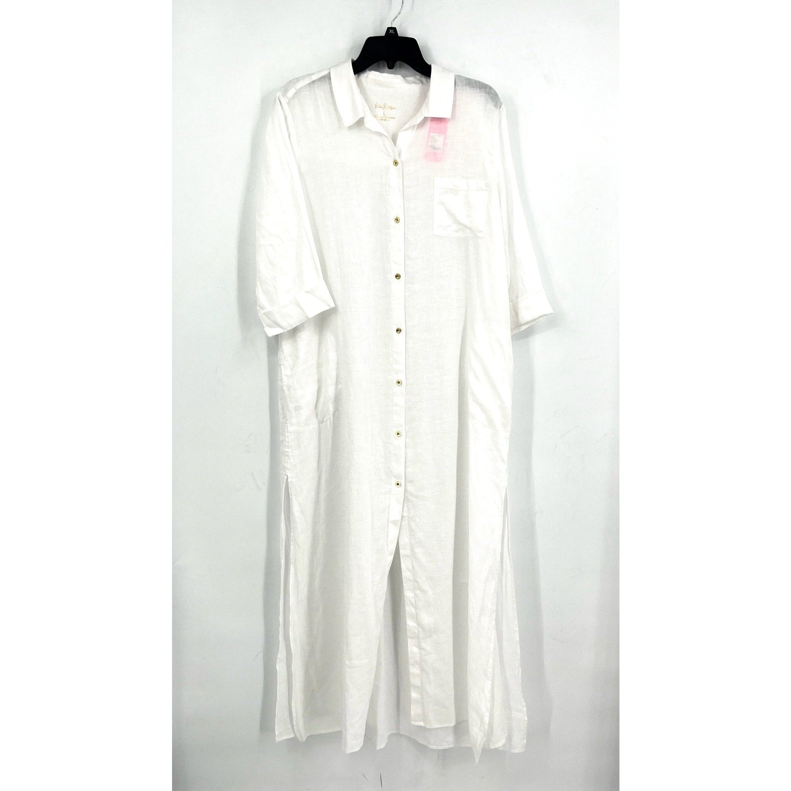 LILLY PULITZER Womens Natalie Maxi Cover-Up Shirtdress Large Resort White NWT