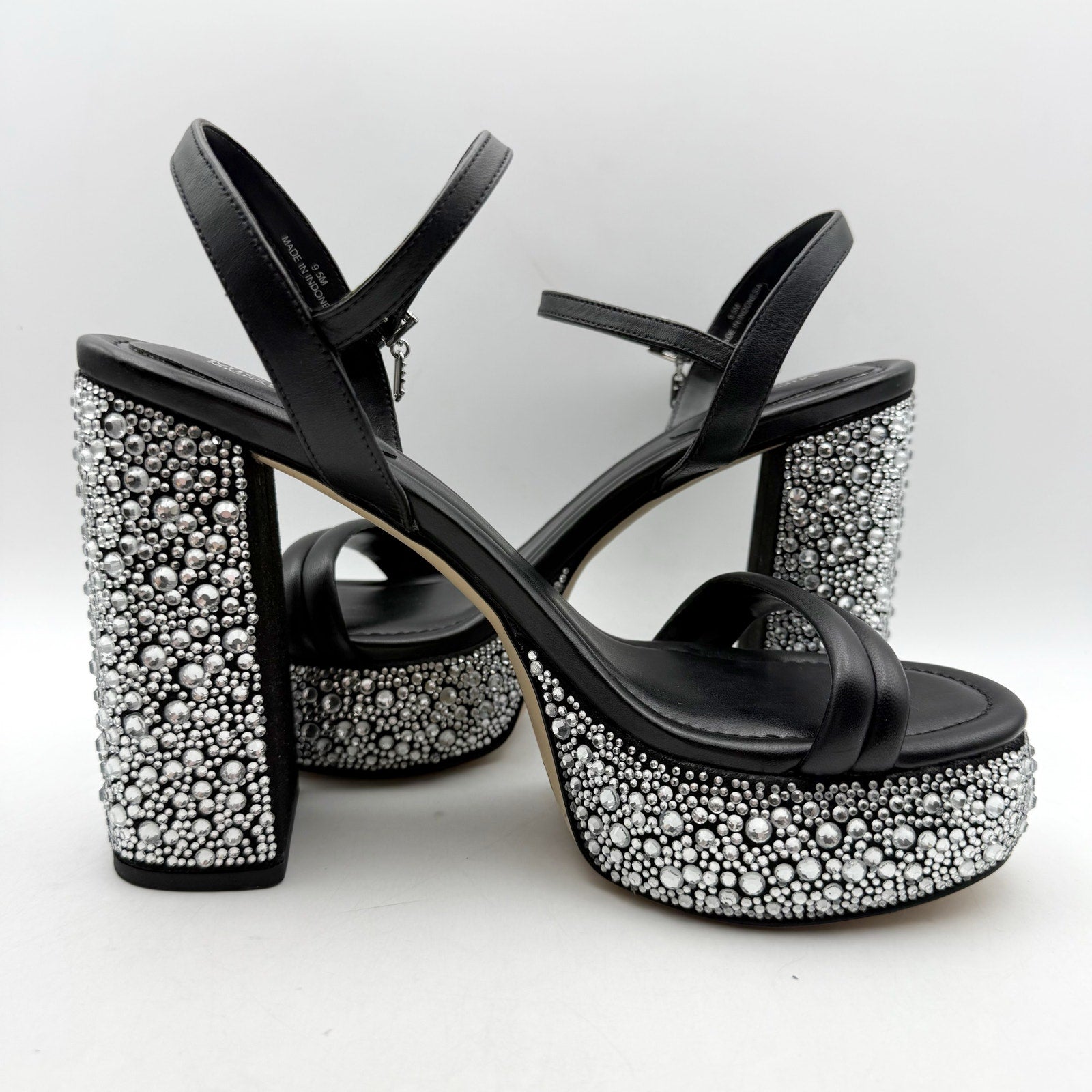 Michael Kors Women Laci Platform Heel Sandal 9.5 Black Leather Embellished NWOB