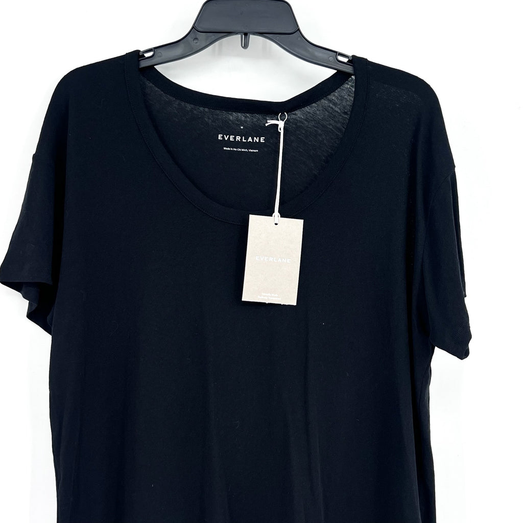 EVERLANE Women's The Air Scoop-Neck Tee Medium Black Short Sleeve NWT