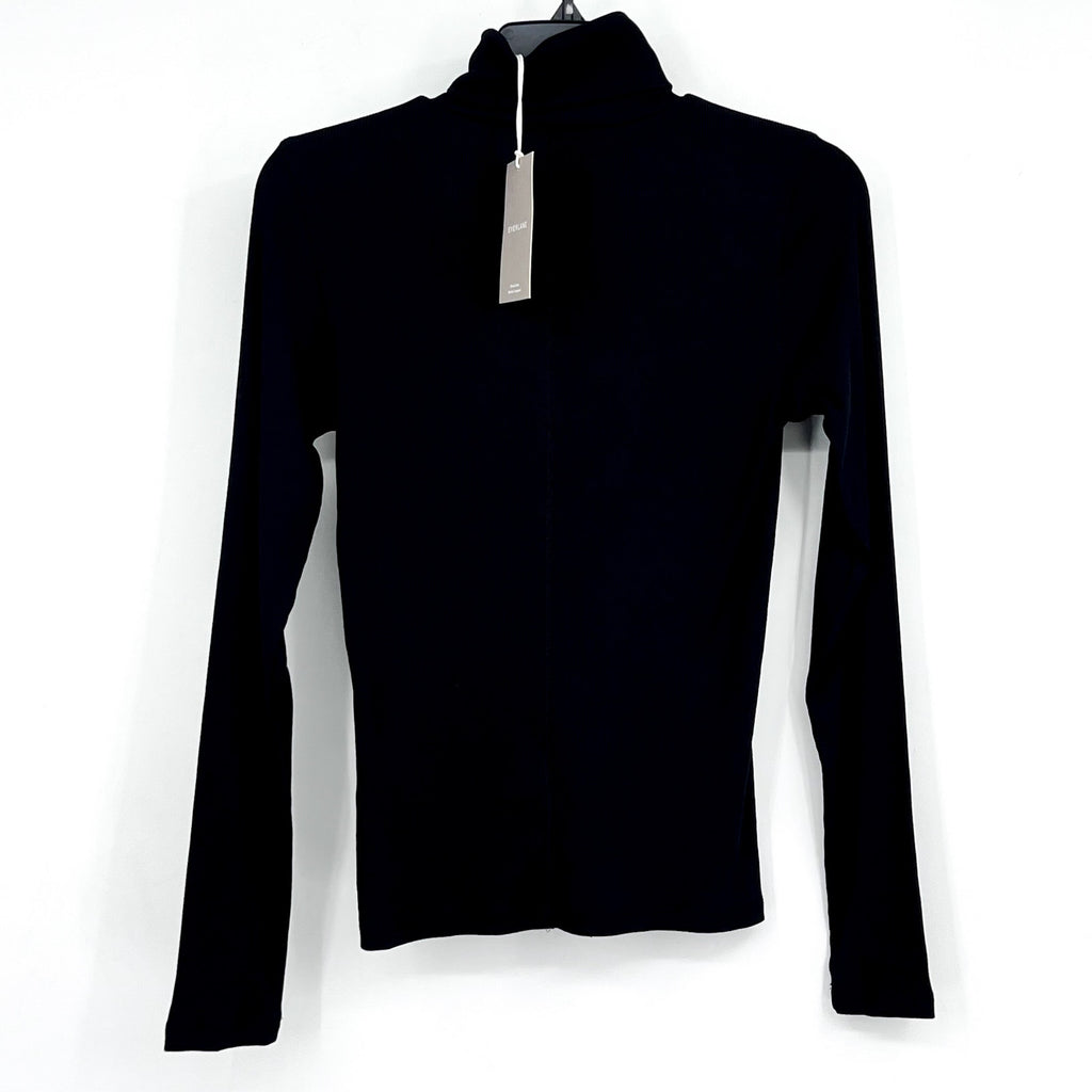EVERLANE Women's Luxe Rib Turtleneck Sweater Small Black Long Sleeve Supima NWT