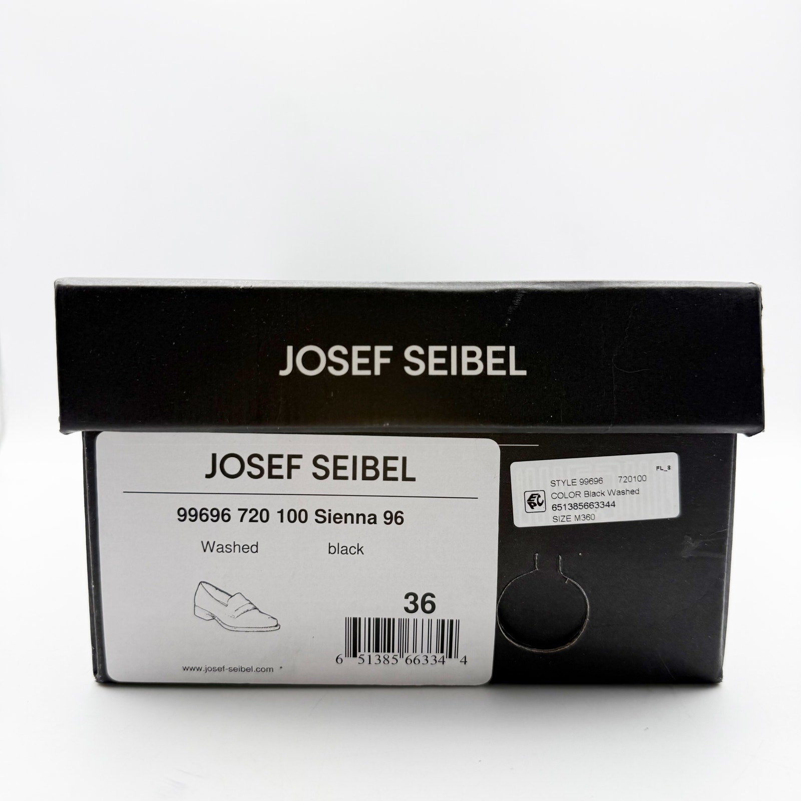 Josef Seibel Womens Sienna 96 Loafers EU 37 US 6.5 Black Washed Leather Shoe NIB