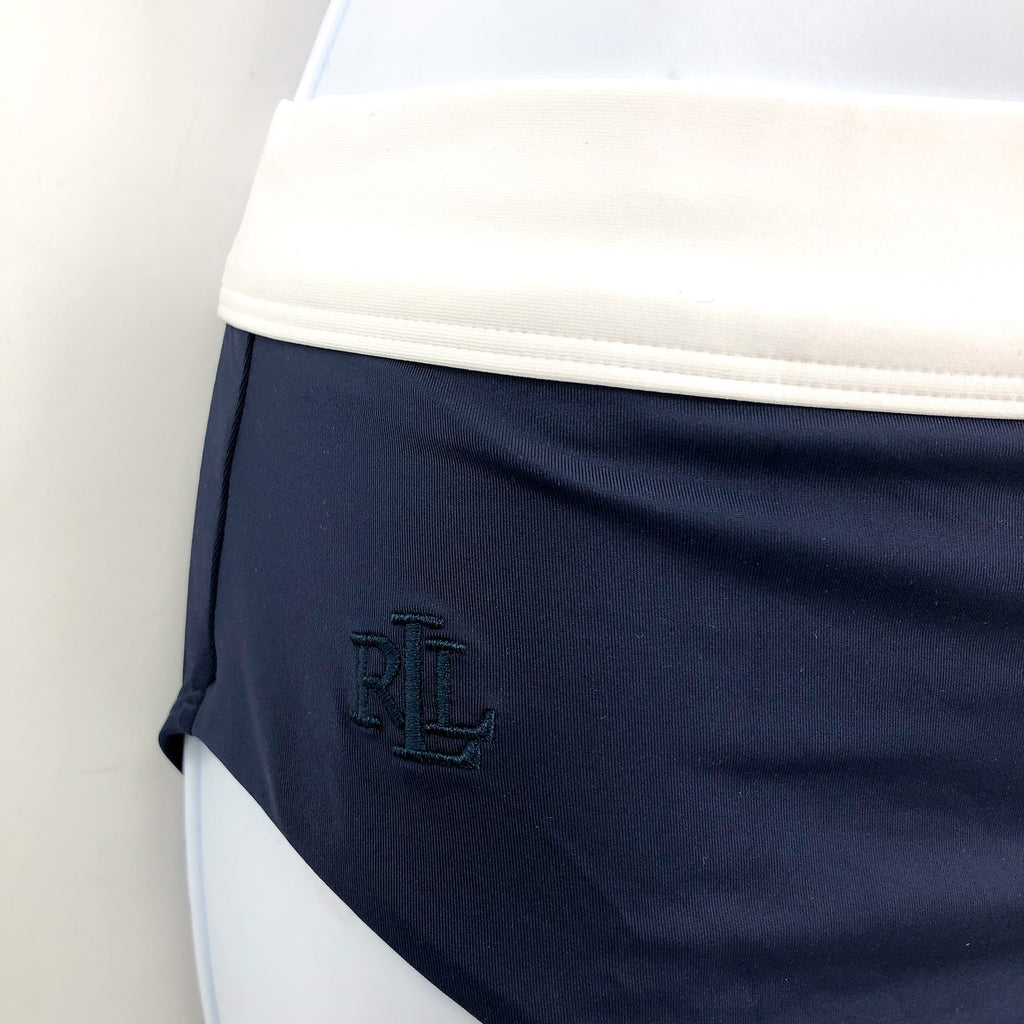 LAUREN RALPH LAUREN Bel Air Bikini Bottom Size 8 Navy Blue Banded High Waist NWT