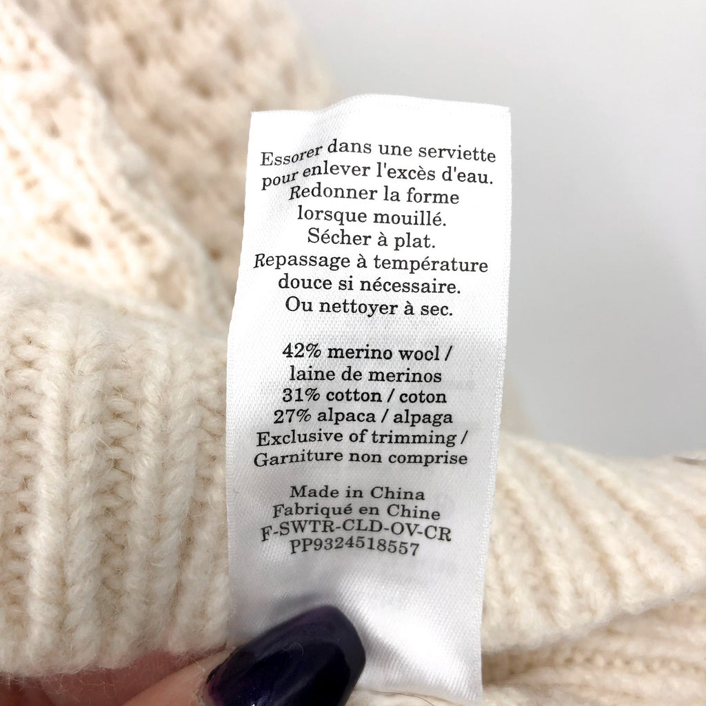 Everlane Womens Cloud Oversized Crew Sweater Small Cream Bone Textured Knit NWOT