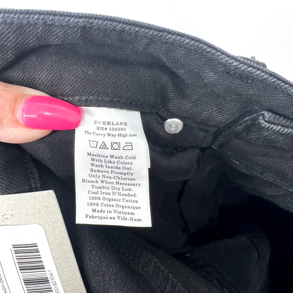 EVERLANE Women's The Curvy Way High Jeans 30x28 US 10 Black Organic Cotton NWT