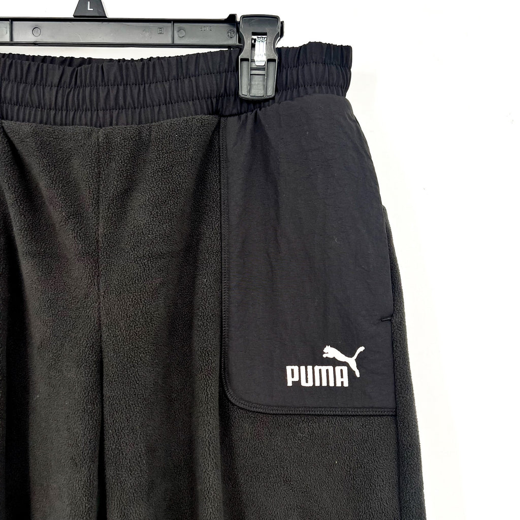 PUMA Women's ESS Elevated Winterized Pants Medium Black Drawstring Joggers NWT