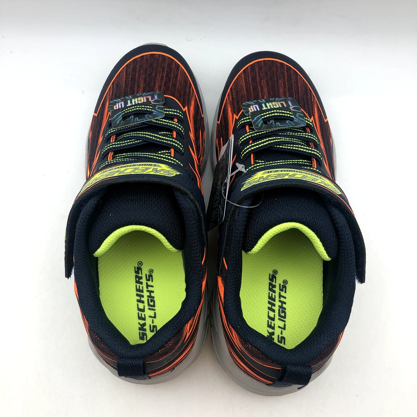 SKECHERS Boys Light Storm 2.0 Bolt Brights Sneakers Size 2.5 Orange Green NIB