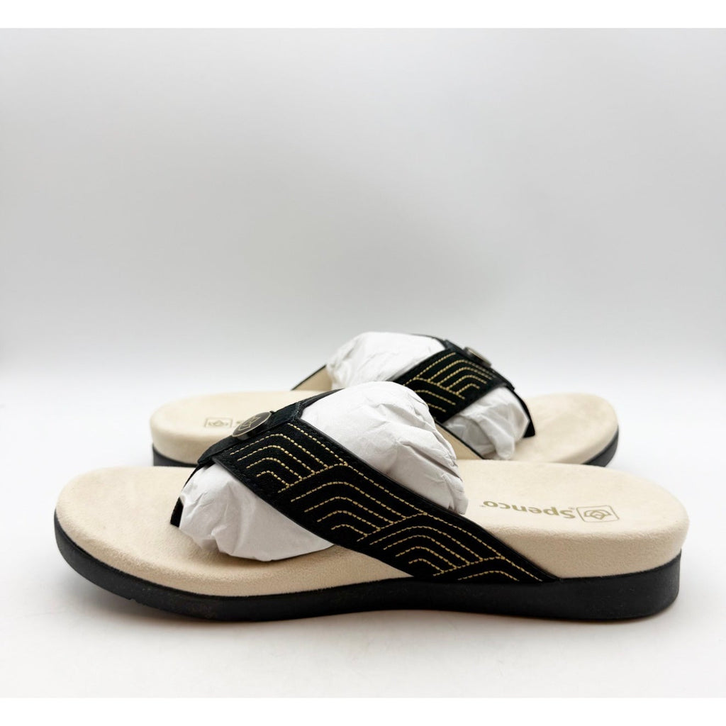 Spenco Waco Women's Laguna Ellie Flip Flop Sandal Size 7.5 WIDE EU 38 Black NIB