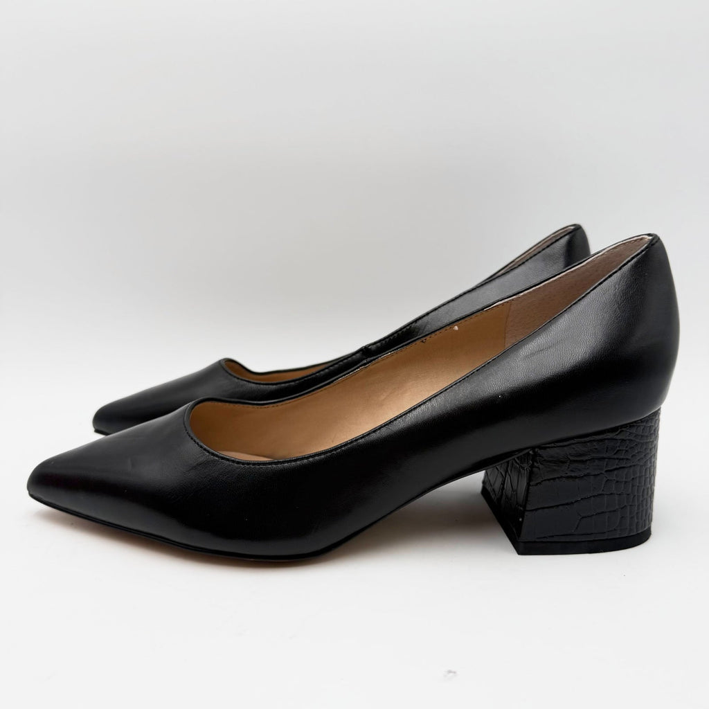 Franco Sarto Womens Callan Pumps Size 9 Black Pointed Toe Block Heel NWOB