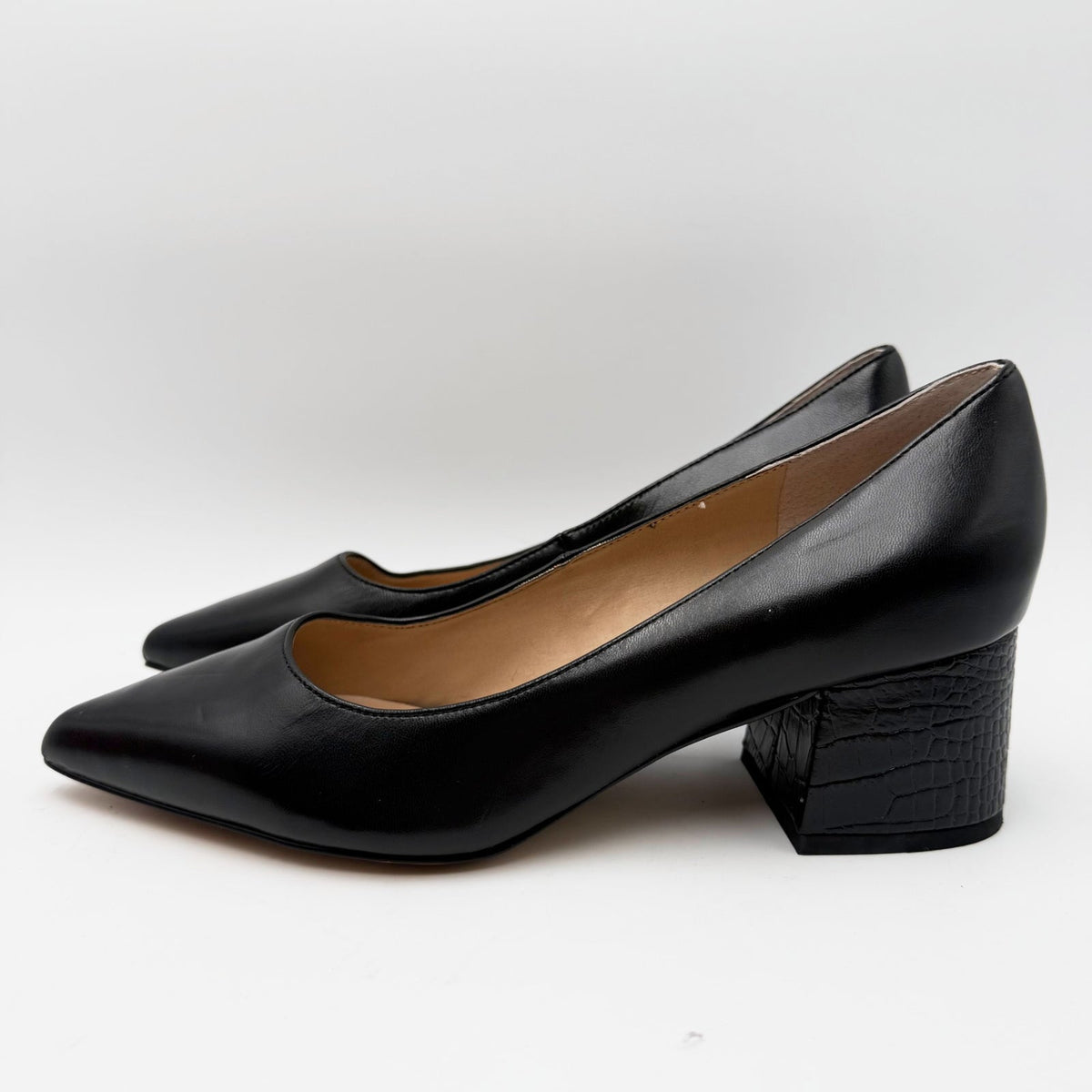 Franco Sarto Womens Callan Pumps Size 9 Black Pointed Toe Block Heel NWOB
