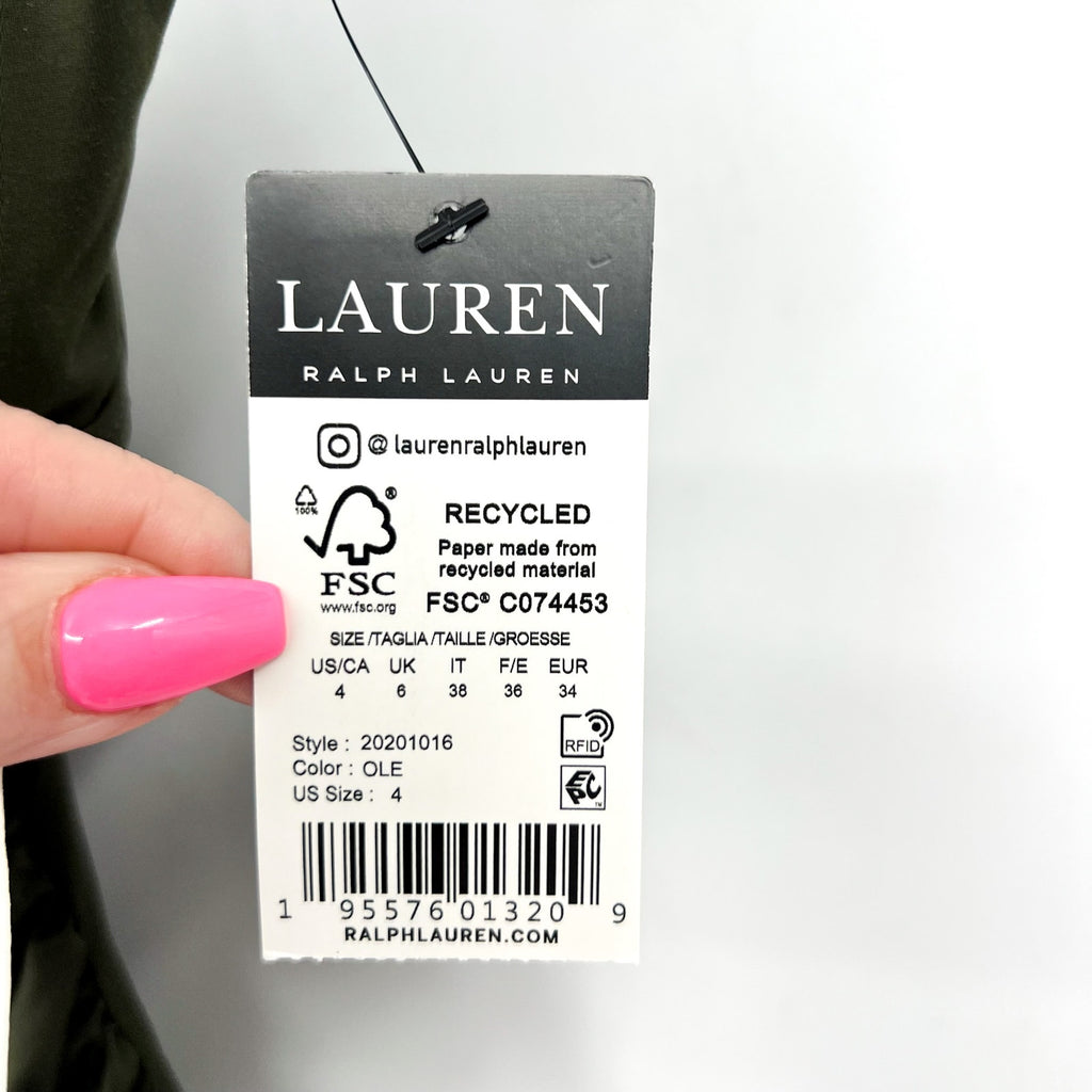 LAUREN RALPH LAUREN Womens Ring One Piece Swimsuit Size 4 Olive Green OTS NWT