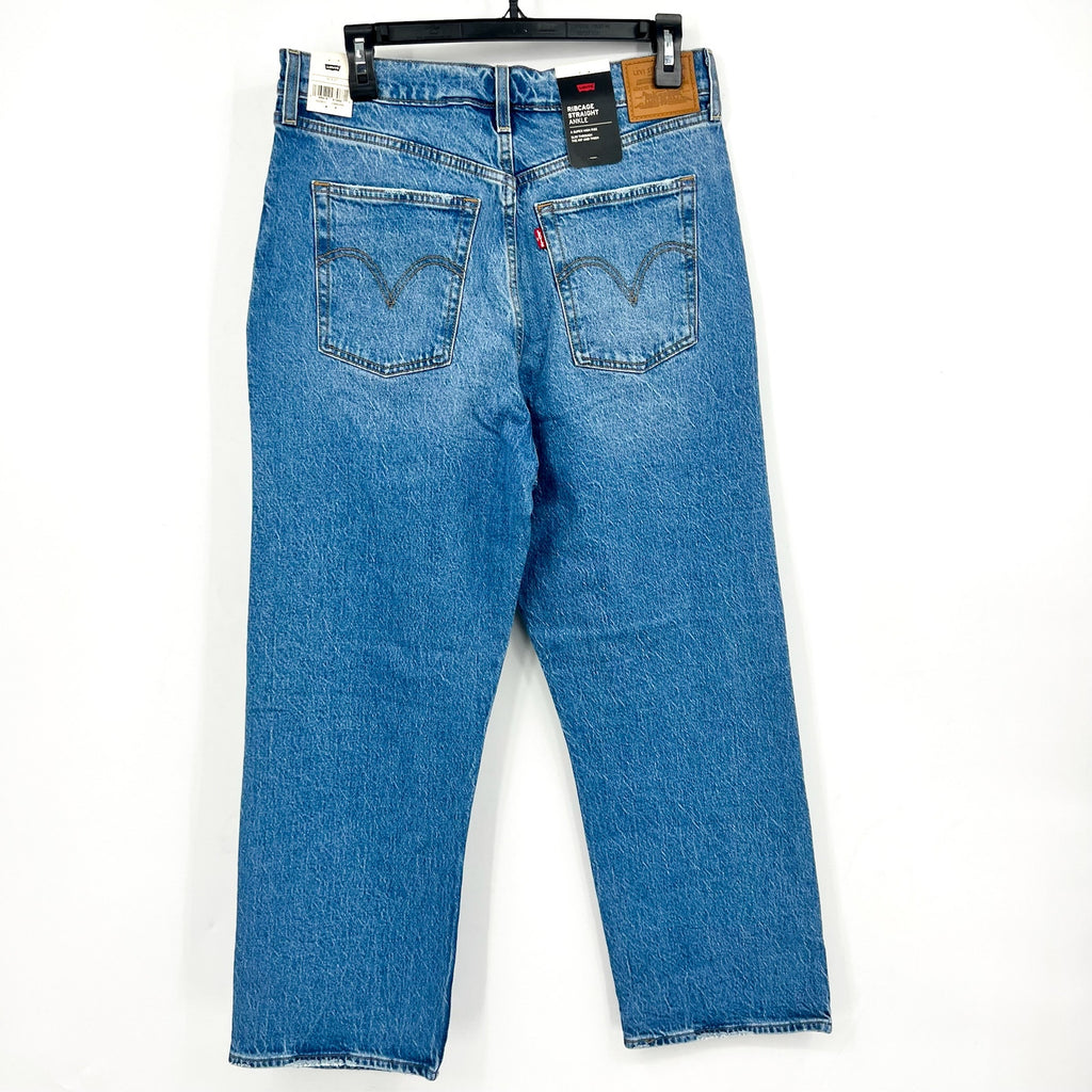 Levi's Womens Ribcage Straight Ankle Jeans 32x27 14 Medium Blue 72693-0177 NWT