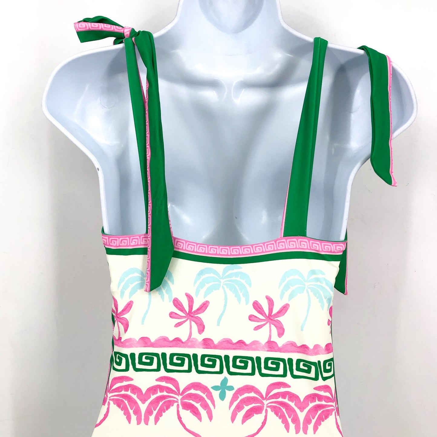 BEACH RIOT Women Shona One Piece Swimsuit Medium White Tropical Palm Tie NWT