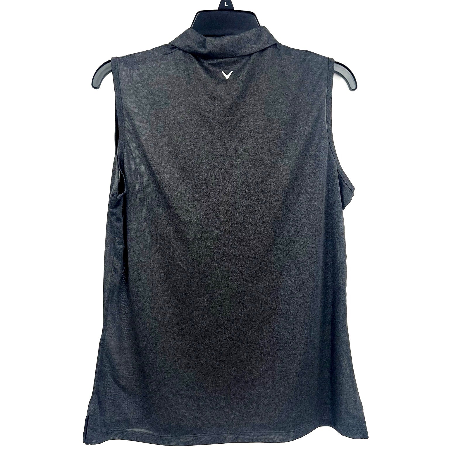 CALLAWAY Womens Polo Shirt Large Black Heather 1/4 Zip Sleeveless Golf NWT