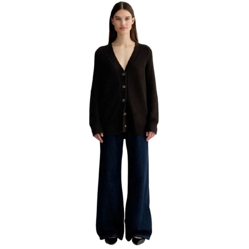 EVERLANE Women's The Long Cocoon Cardigan Small Black 100% Wool Sweater NWT