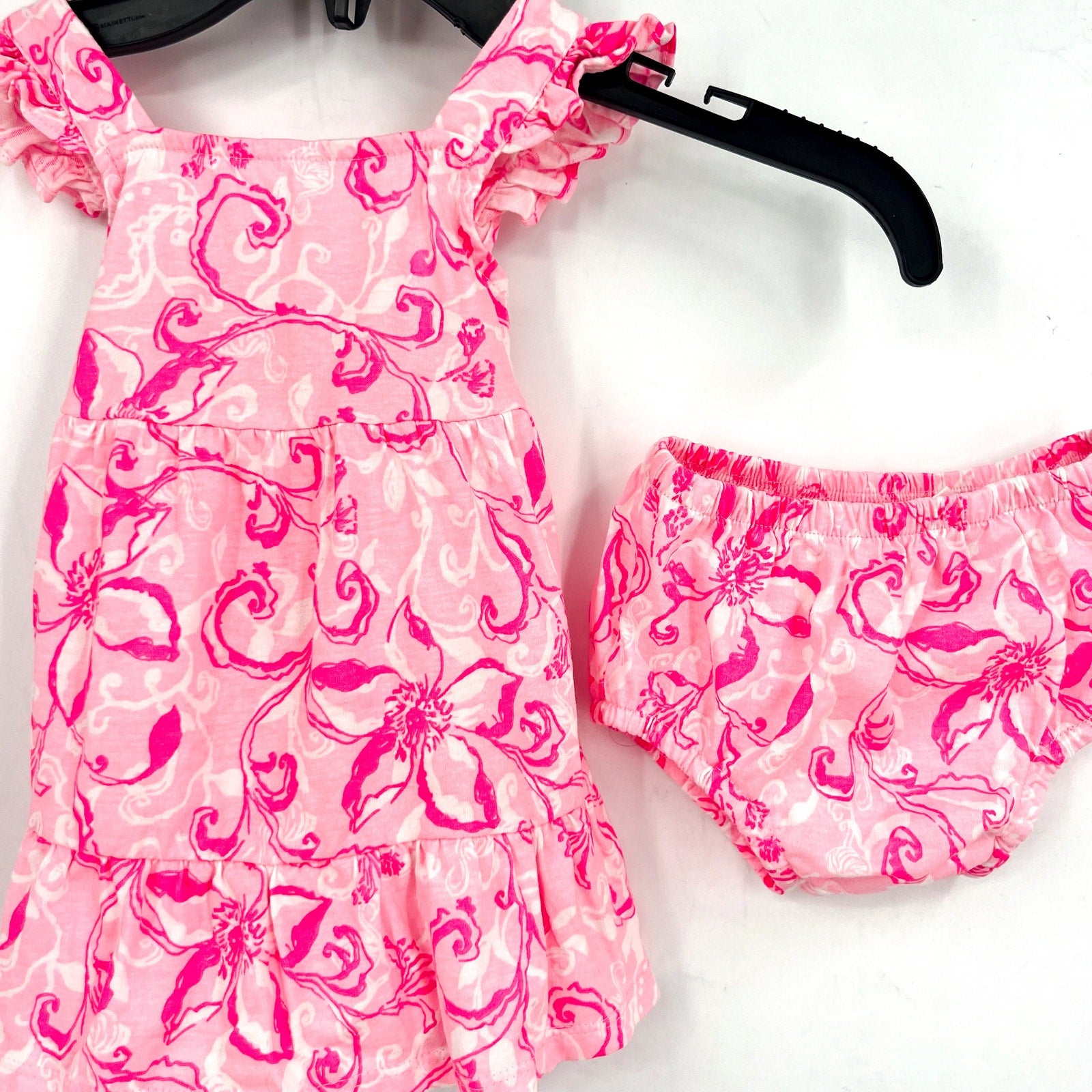 LILLY PULITZER Infant Charlize Dress 3-6M Conch Shell Pink Flamingle Garden NWOT