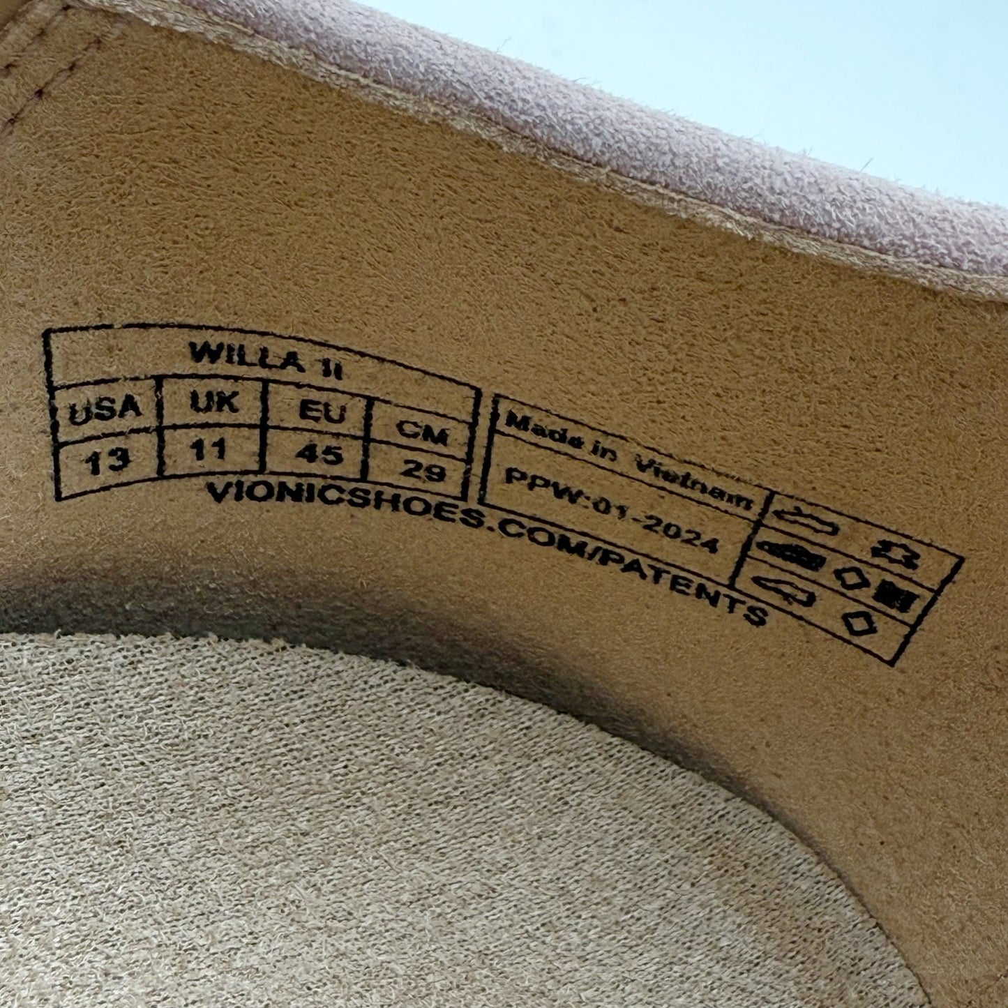 Vionic Womens Willa ll Flat Loafers US 13 EU 45 Pink Suede Slip On NWOB